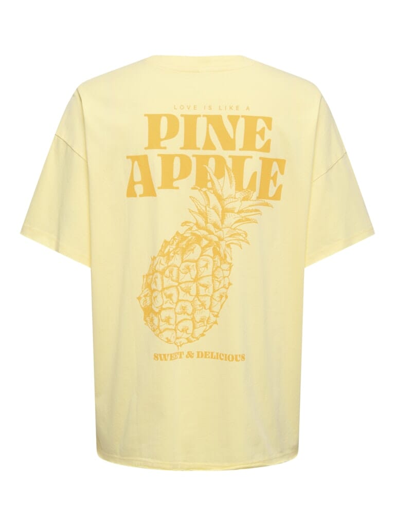 Only - Onlkinna S/S Oversize Top Box - 5030510 Sunlight Pineapple Tropical Jungle T-shirts 