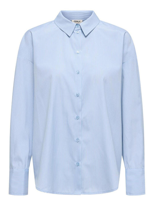 Only - Onlkiri Ls Shirt Ox - 4981574 Cloud Dancer W. Delicate Blue