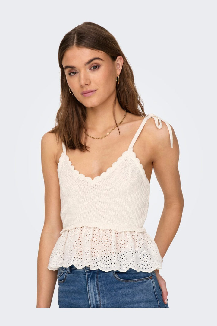 Only - Onlkristin Life Sl Short Mix Top Knt - 4209293 Cloud Dancer