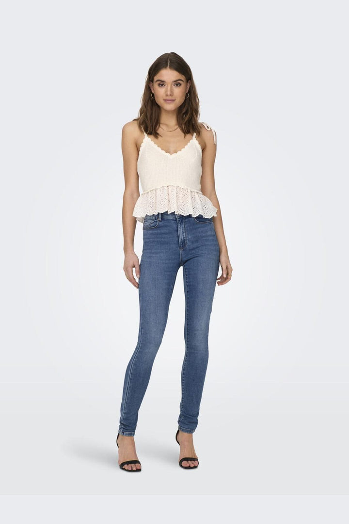 Only - Onlkristin Life Sl Short Mix Top Knt - 4209293 Cloud Dancer