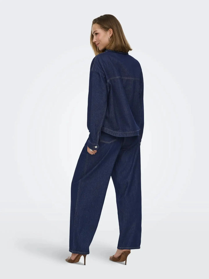 Only - Onllara Ls Shacket Gua - 5036780 Dark Blue Denim Rinse Jakker 