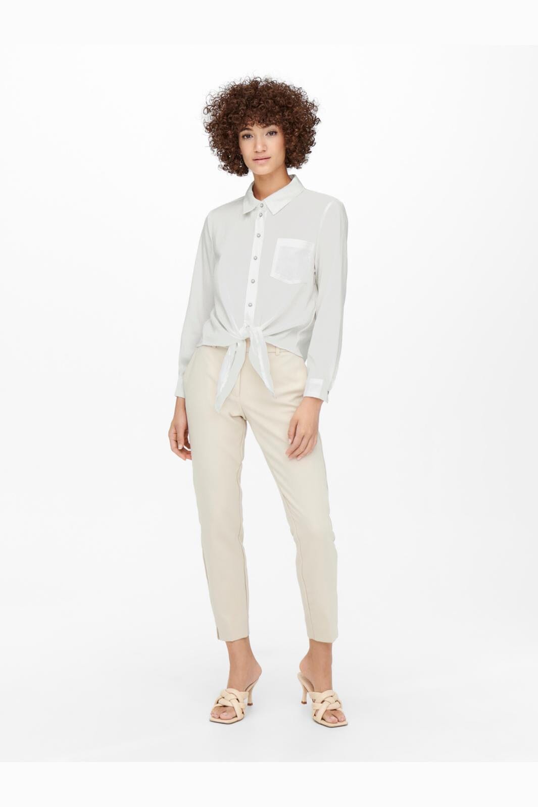 Only - Onllecey Ls Knot Shirt - 3269482 Cloud Dancer
