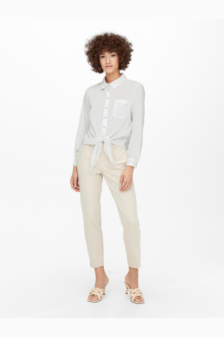 Only - Onllecey Ls Knot Shirt - 3269482 Cloud Dancer