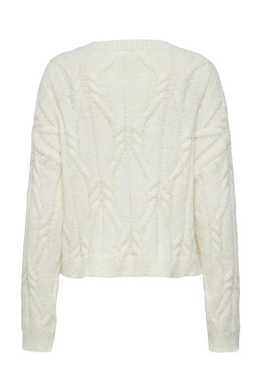 Only - Onllemina Life Ls Cable O-Neck Knt - 4944633 Cloud Dancer