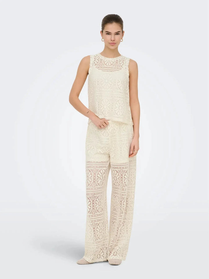 Only - Onllian Lace Wide Pants - 4990769 Birch Bukser 