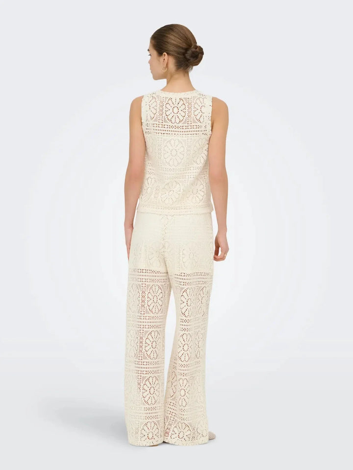 Only - Onllian Lace Wide Pants - 4990769 Birch Bukser 