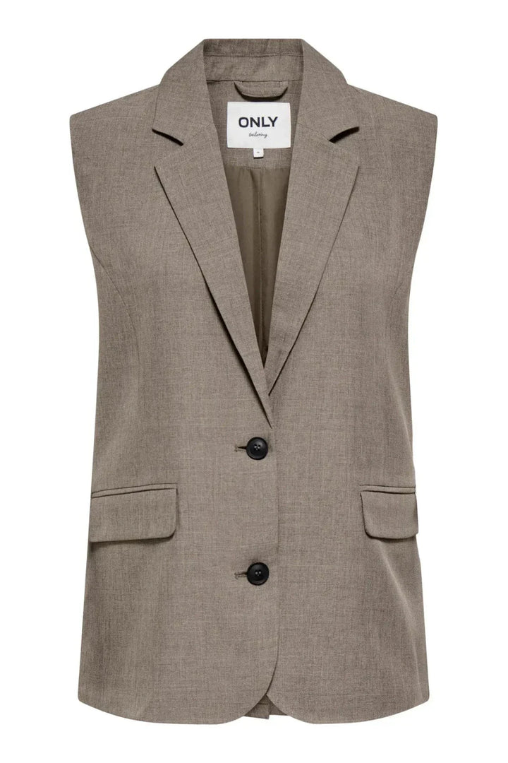 Only - Onllinda S/L Mel Oversize Waistcoat Tlr - 5090457 Major Brown Melange Veste 