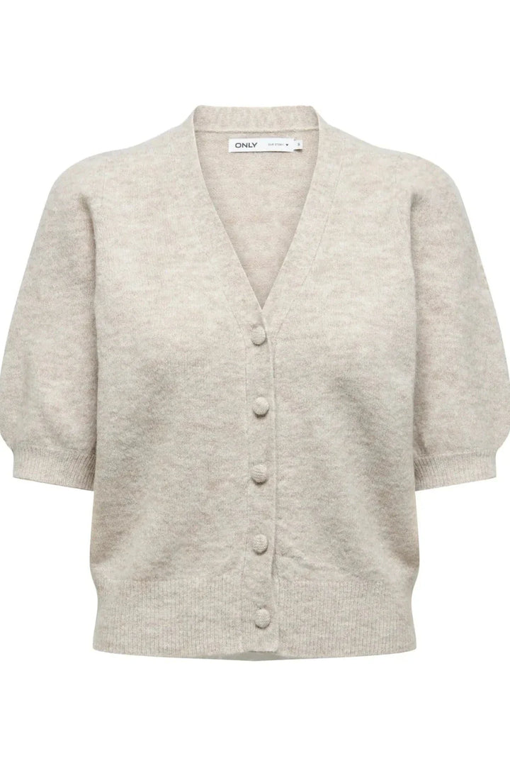 Only - Onlliva V-Neck S/S Cardigan Knt - 4975689 Pumice Stone Melange Cardigans 