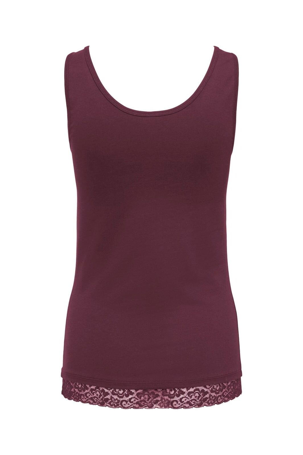 Only - Onllive Love S/L Tank Top Lace Detail - 5194534 Fig Tone In Tone Lace