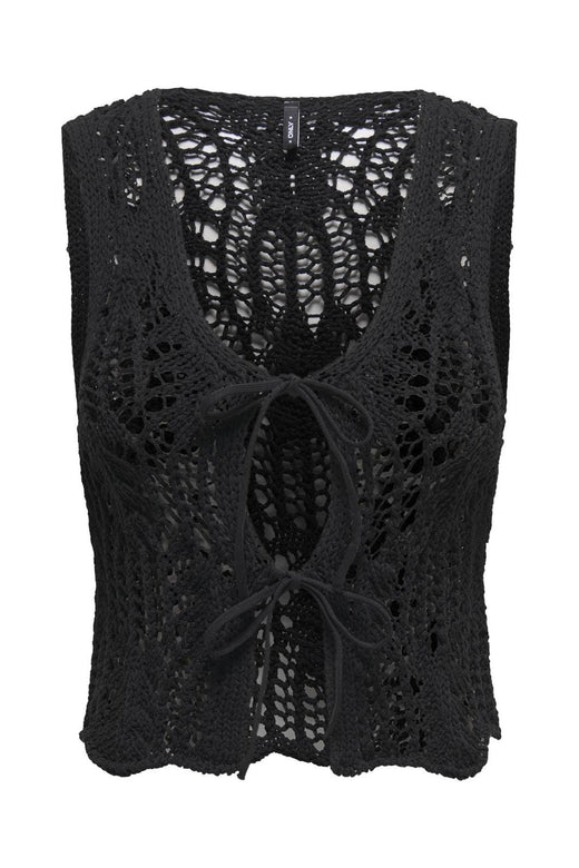 Only - Onllizzy Life Sl Crochet Tie Vest Knt - 4703051 Black