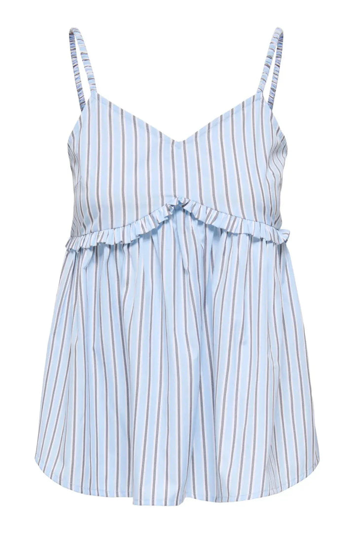 Only - Onlloris Strap Flowy Top - 5045018 Chambray Blue W. Bright White + Black Toppe 