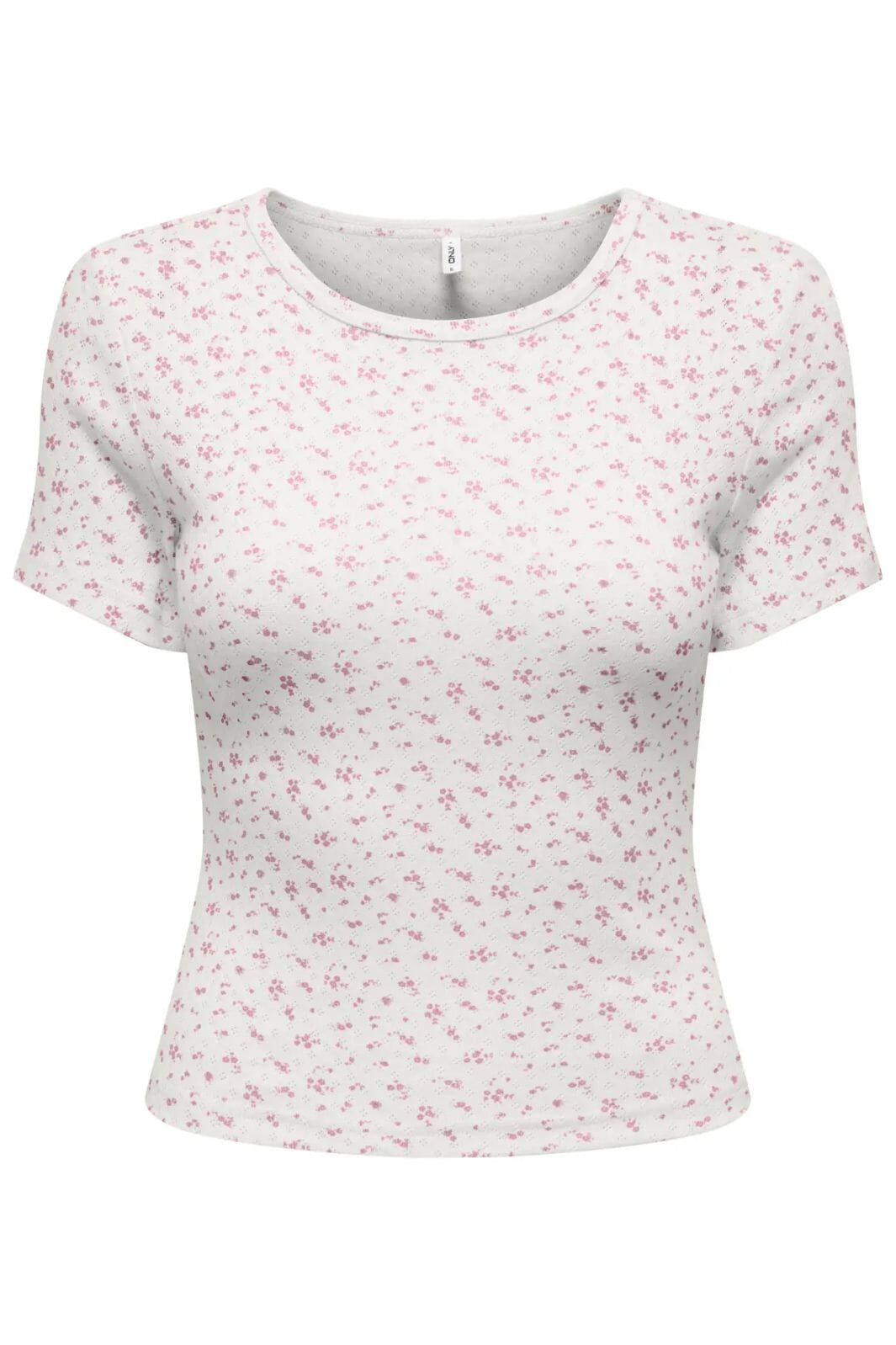 Only - Onlmadison S/S O-Neck Baby Tee - 5011783 Cloud Dancer Gry Flower Romance Rose T-shirts 