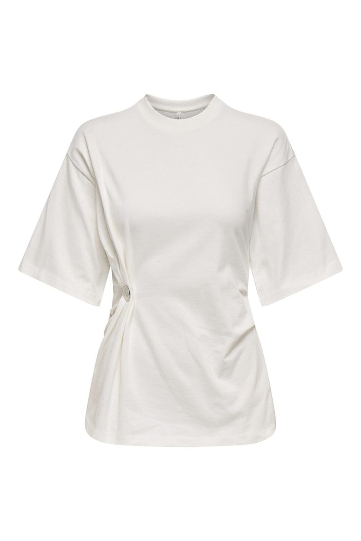 Only - Onlmarie Life 2/4 O-Neck Top Box - 4953287 Cloud Dancer Silver Button