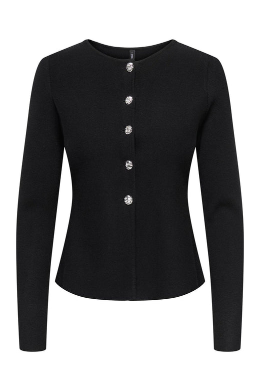 Only - Onlmelli Ls Oneck Button Cardi Knt - 5071252 Black New Silver Buttons