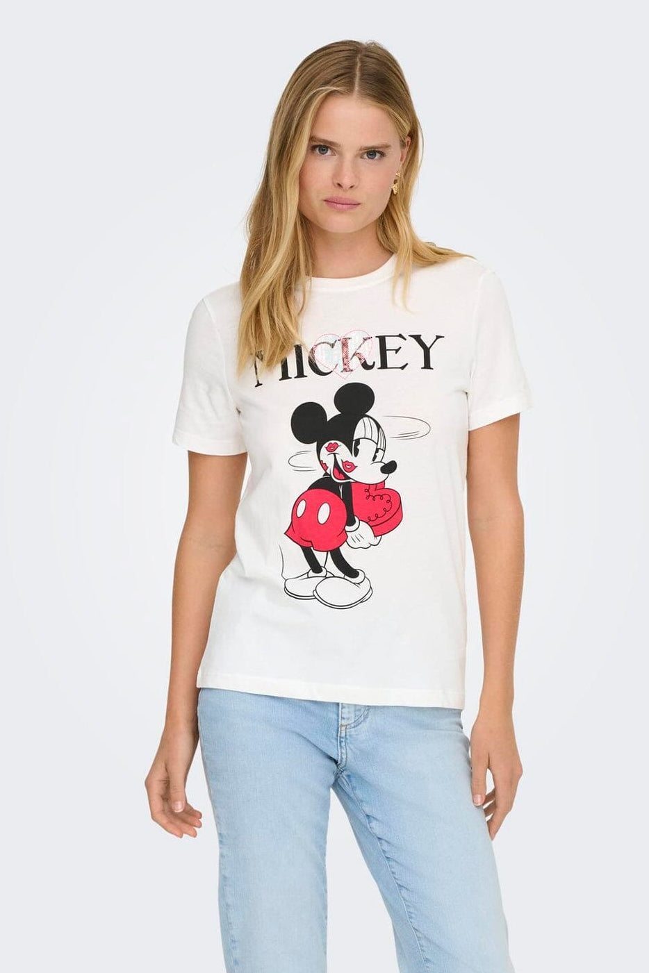 Only - Onlmickey Reg S/S Valentine Lux - 4965027 Cloud Dancer Mickey In Love
