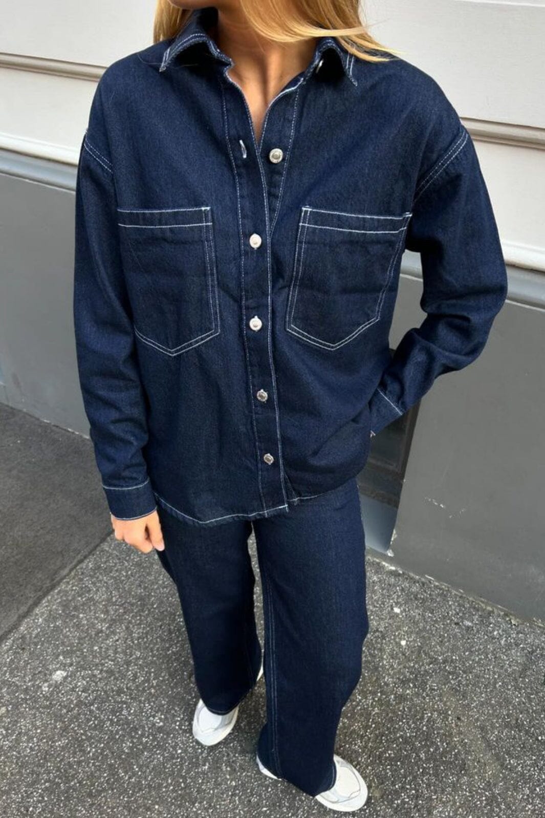 Only - Onlnehva Solid Wide Azg - 4608298 Dark Blue Denim