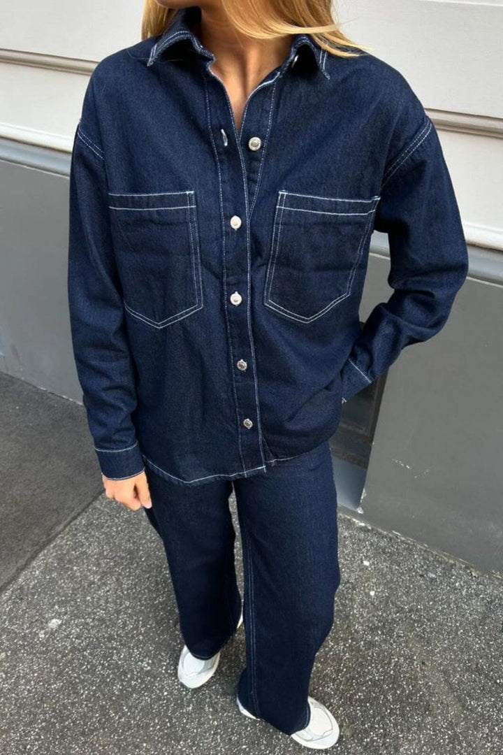 Only - Onlnehva Solid Wide Azg - 4608298 Dark Blue Denim