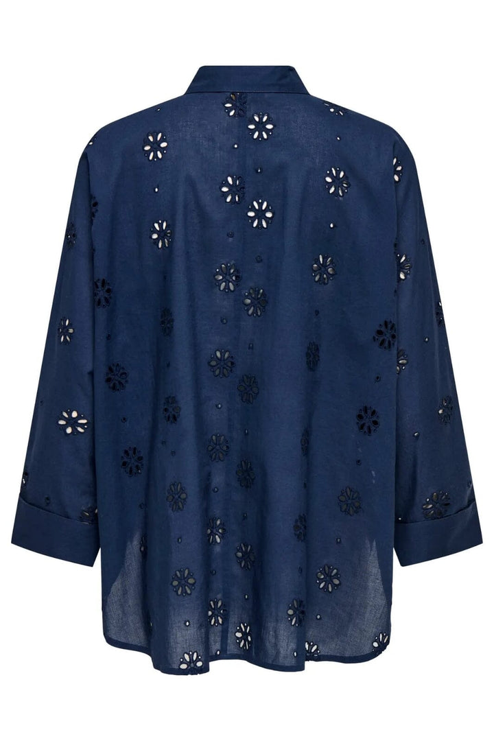 Only - Onlnew Lina Grace Ls Brod Angl Shirt - 4880066 Black Iris