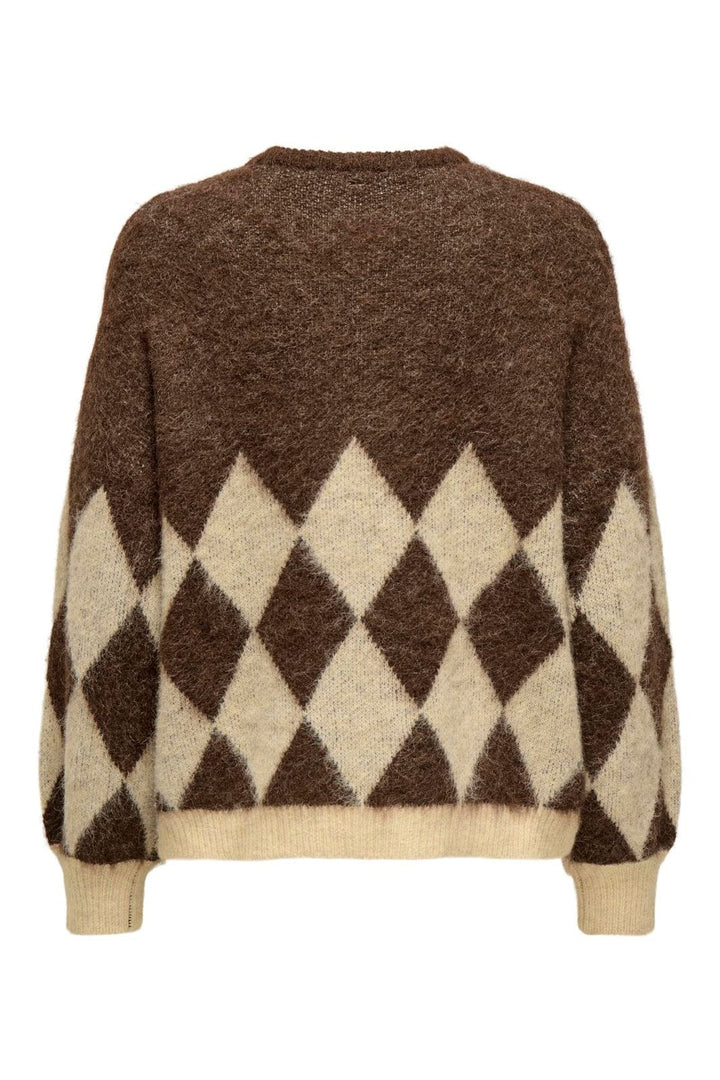 Only - Onlnoeme Life Ls Jq O-Neck Nca Knt - 4894898 Chestnut Biscotti/Melange/Harlekin