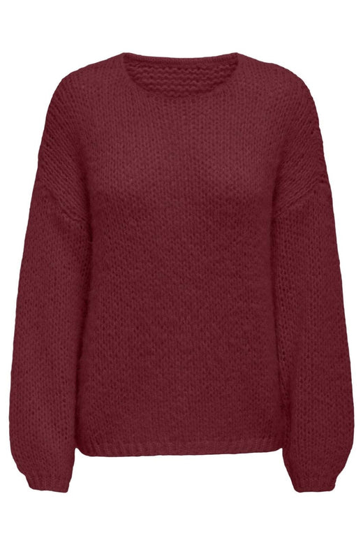 Only - Onlnordic Life Ls O-Neck Knt - 4872515 Cabernet Strikbluser 