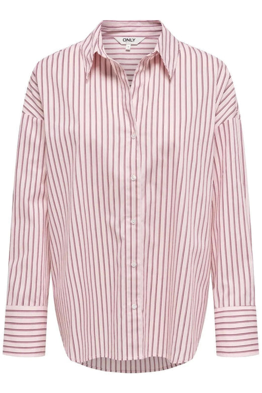 Only - Onloregon Alva Ls Reg Shirt - 5012928 Fuchsia Pink Bordeaux+White Skjorter 
