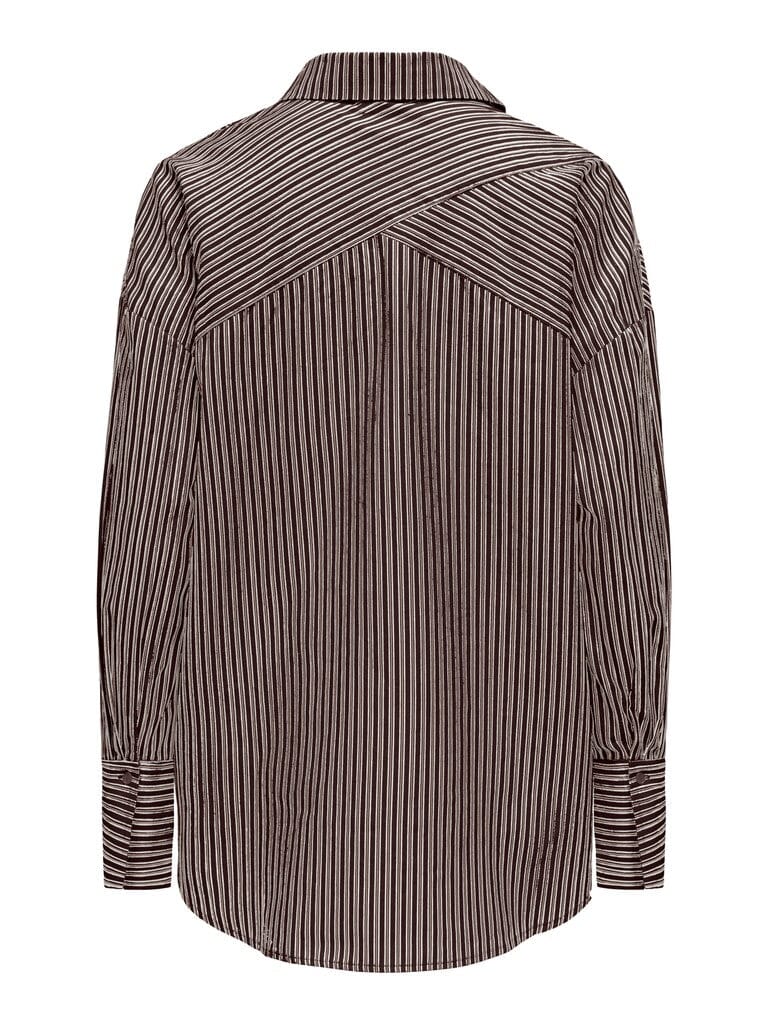 Only - Onloregon Assy L/S Shirt - 5137087 Coffee Bean Cloud Dancer+Taupe Gray Skjorter 