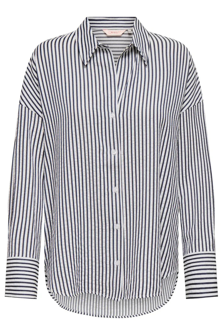 Only - Onloregon Bari L/S Stripe Shirt - 4965813 Black Bright White Skjorter 