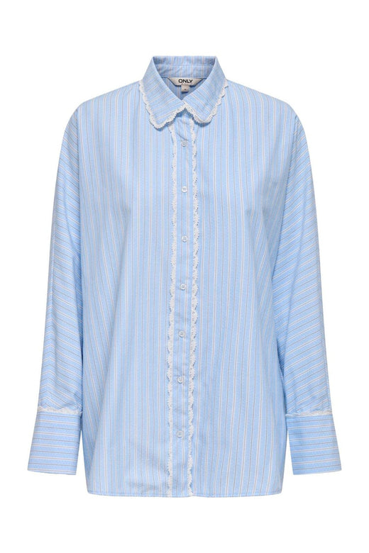Only - Onlosiris Ls Striped Lace Shirt - 4943112 Kentucky Blue Bright White