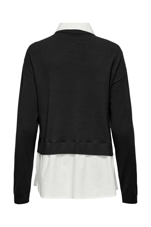 Only - Onlpayson Ls Mix Pullover Knt - 4894556 Black Cloud Dancer Woven