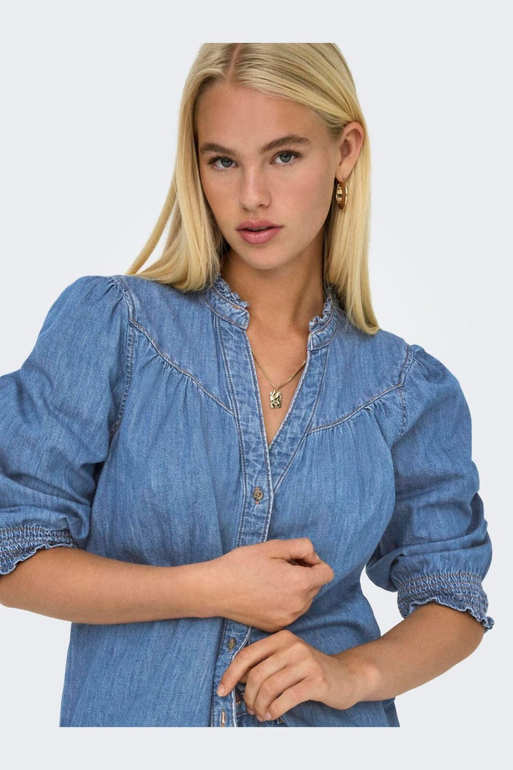 Only - Onlraya 3/4 Shirt Akm - 4850545 Medium Blue Denim