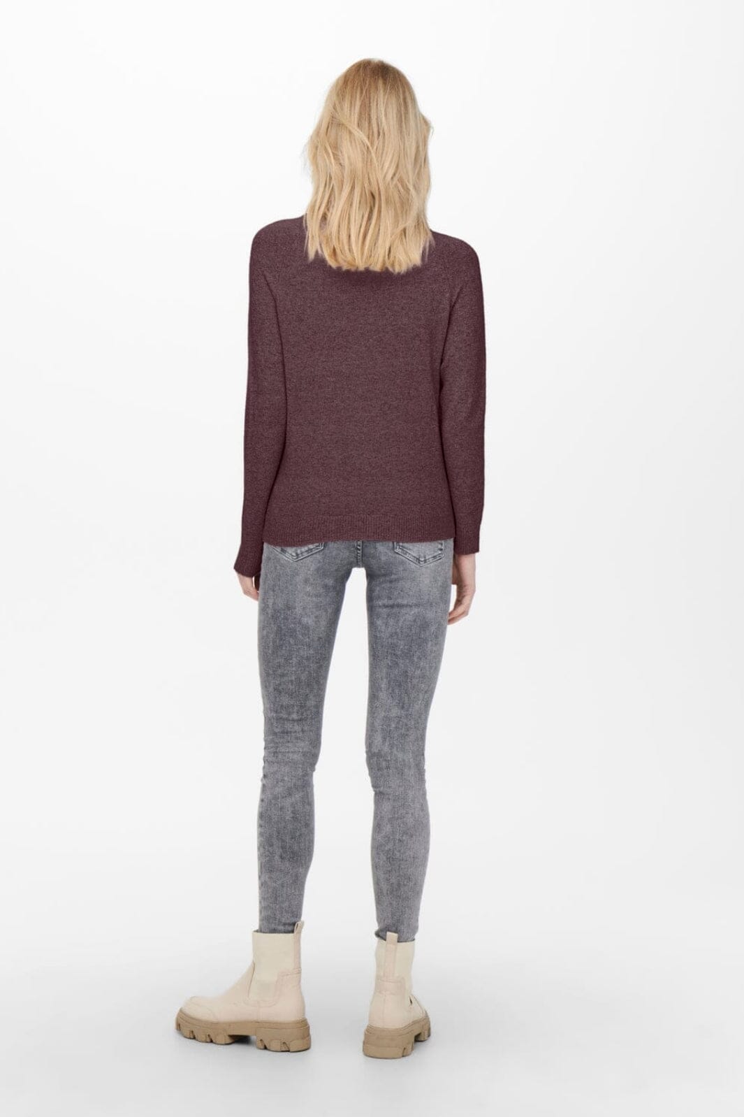 Only - Onlrica Life L/S Pullover Knt - 3951722 Rose Brown W. Melange