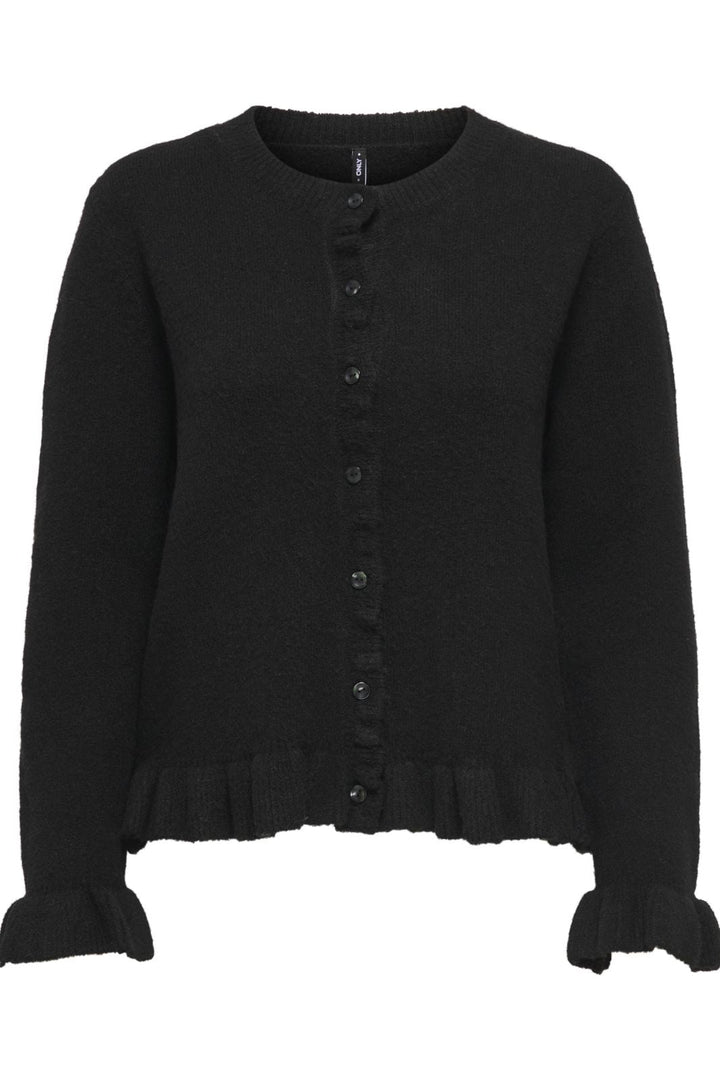 Only - Onlrima Life Ls Frill Butto Cardi Knt - 4903903 Black Dtm Button Cardigans 