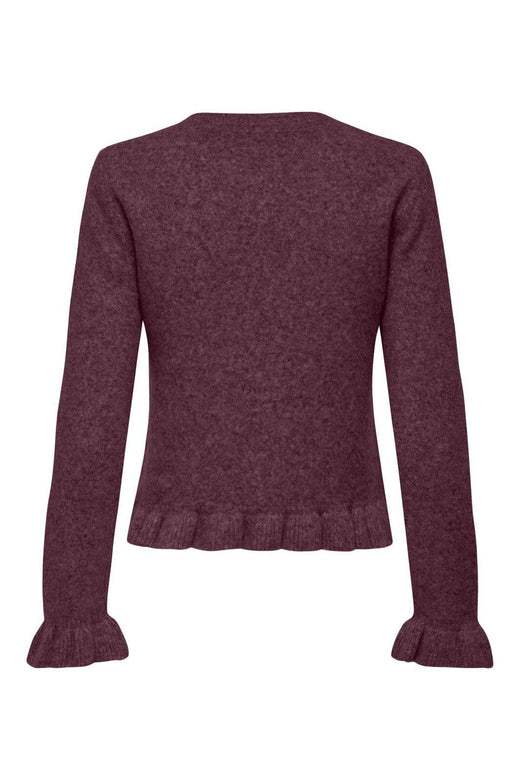 Only - Onlrima Life Ls Frill Butto Cardi Knt - 4953522 Burgundy Dtm Button