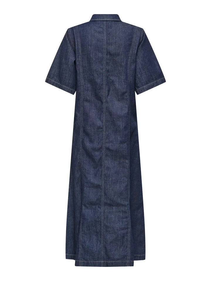 Only - Onlruna Ss Midi Dress Rinse Akm - 4989544 Dark Blue Denim Kjoler 