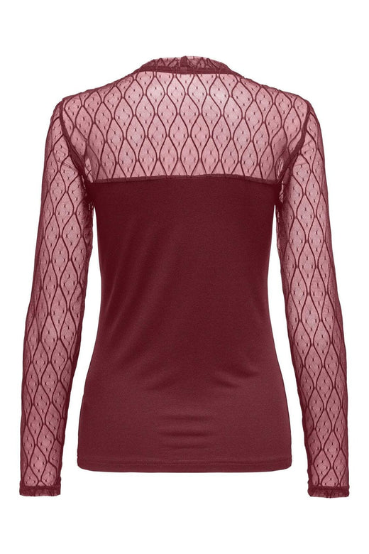 Only - Onlsalina L/S Lace Mix Top - 4928591 Cabernet