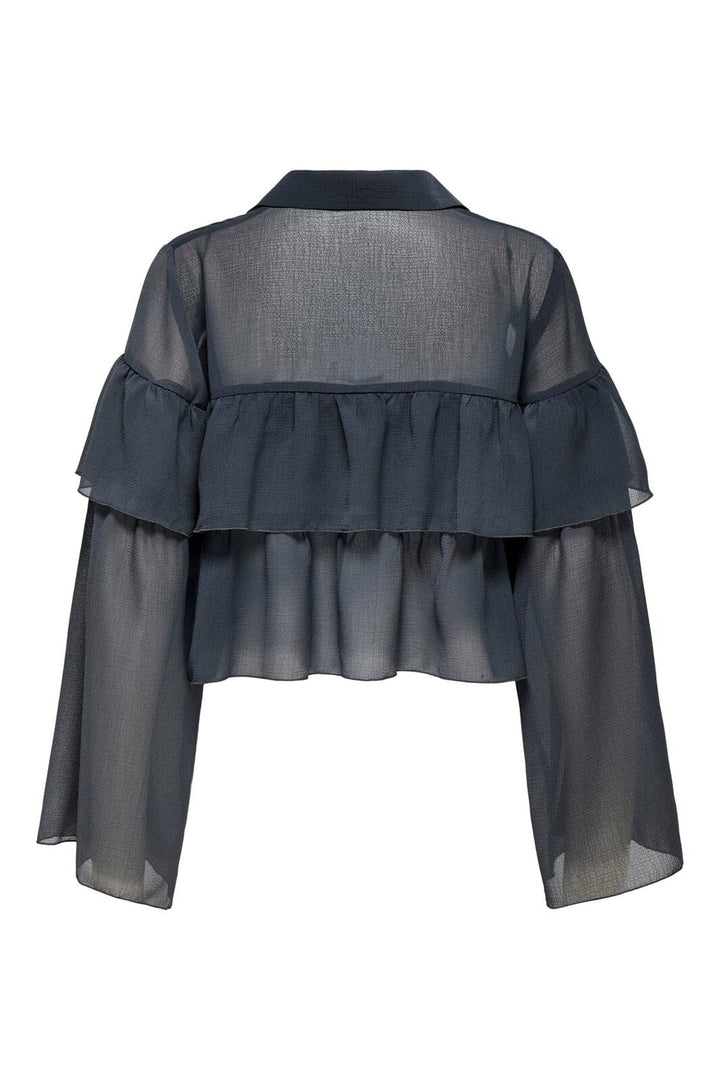 Only - Onlsuzzi L/S Frill Tie Top Ox - 4887373 Phantom