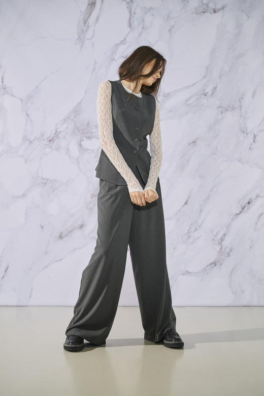 Only - Onlsvea-Sino Life Pinglit Pant Tlr - 4857948 Dark Grey Lurex Pinstripe