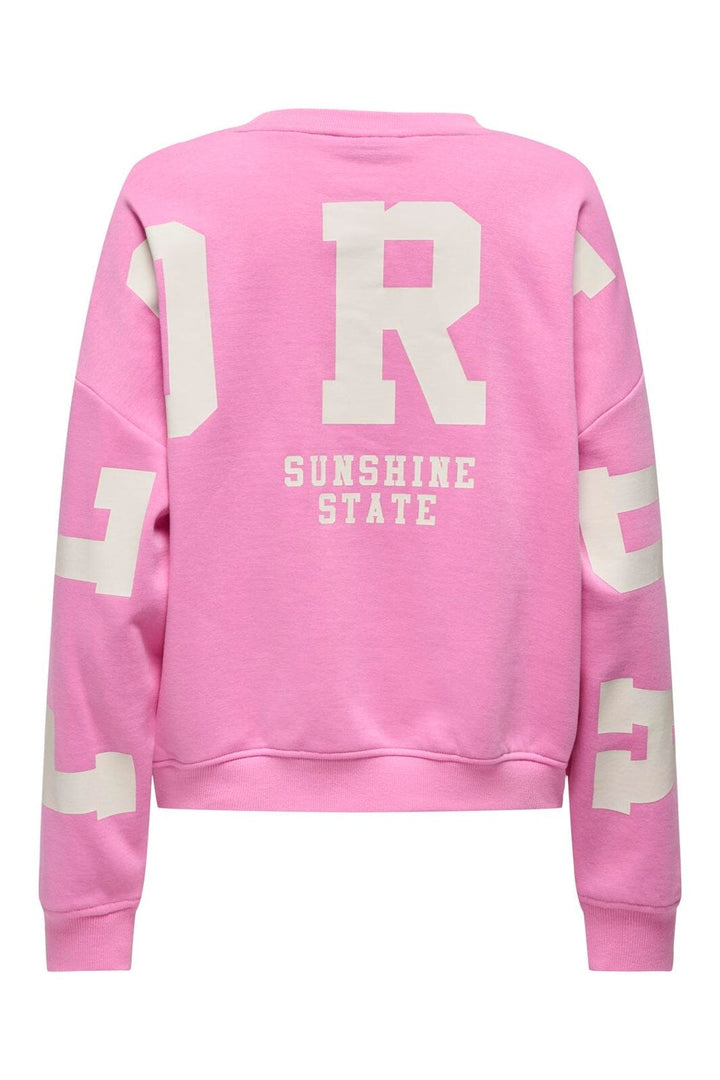 Only - Onlsweat L/S Back/Sleeve Print Swt - 4980941 Fuchsia Pink Birch Florida Print