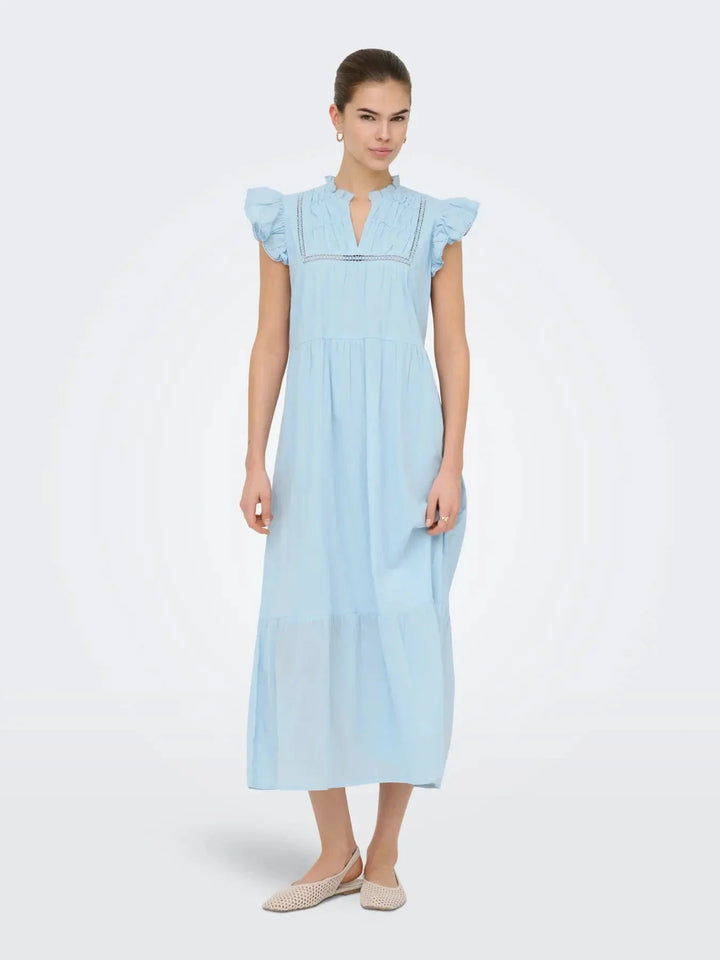 Only - Onltea-Idris S/L Frill Tape Dress - 5014281 Dream Blue Kjoler 