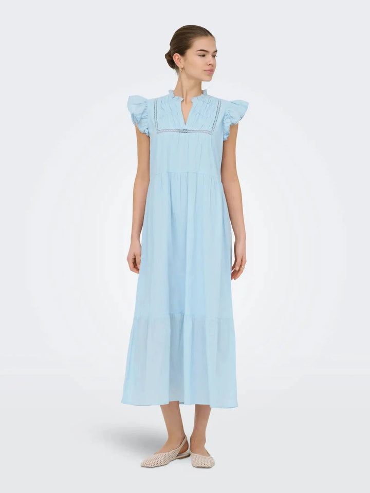 Only - Onltea-Idris S/L Frill Tape Dress - 5014281 Dream Blue Kjoler 
