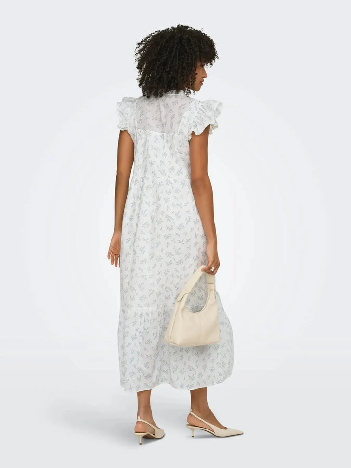 Only - Onltea-Idris S/L Frill Tape Dress - 5014284 Cloud Dancer Wild Bundels Kjoler 