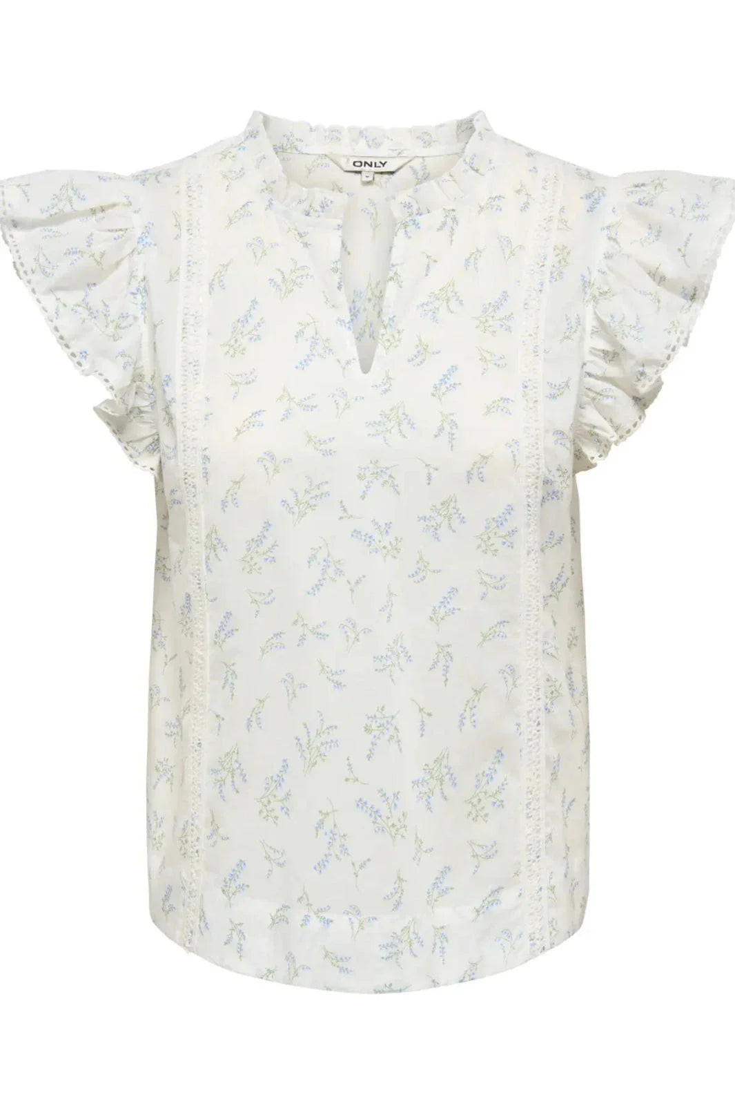 Only - Onltea-Idris S/L Frill Tape Top - 5014292 Cloud Dancer Wild Bundels Toppe 