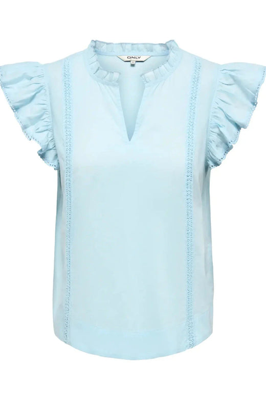 Only - Onltea-Idris S/L Frill Tape Top - 5066373 Dream Blue Toppe 