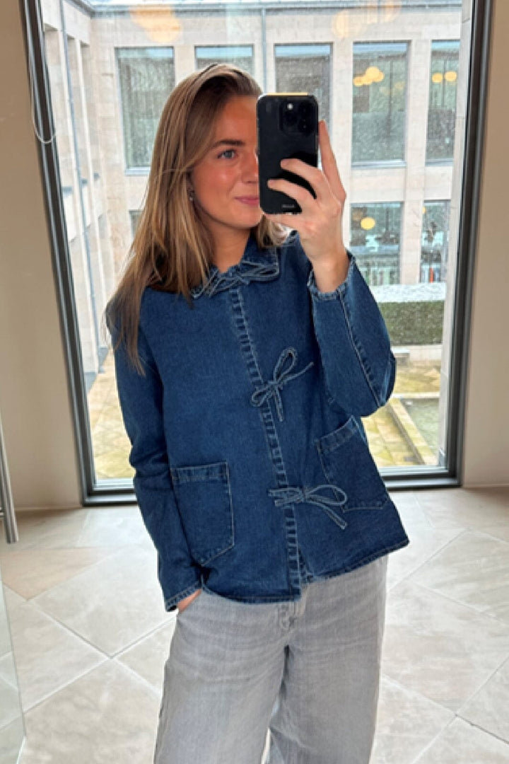 Only - Onlthille L/S Tie Jacket Gua - 4552382 Dark Blue Denim
