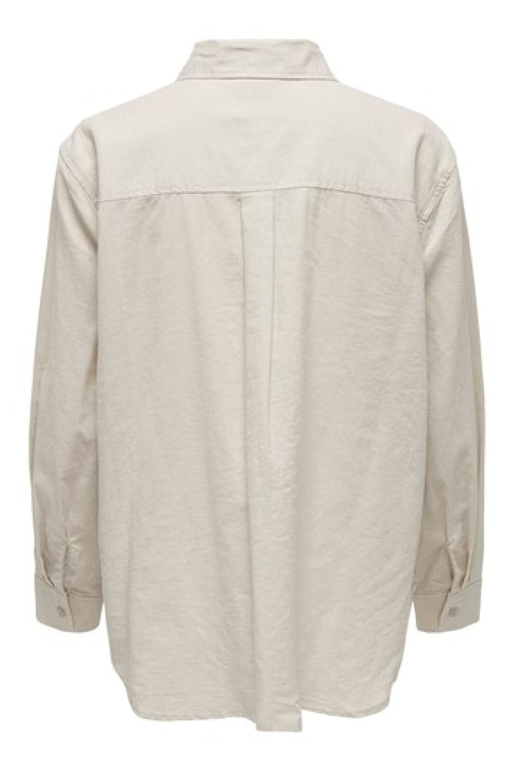 Only - Onltokyo L/S Linen Blend Shirt - 3996894 Moonbeam