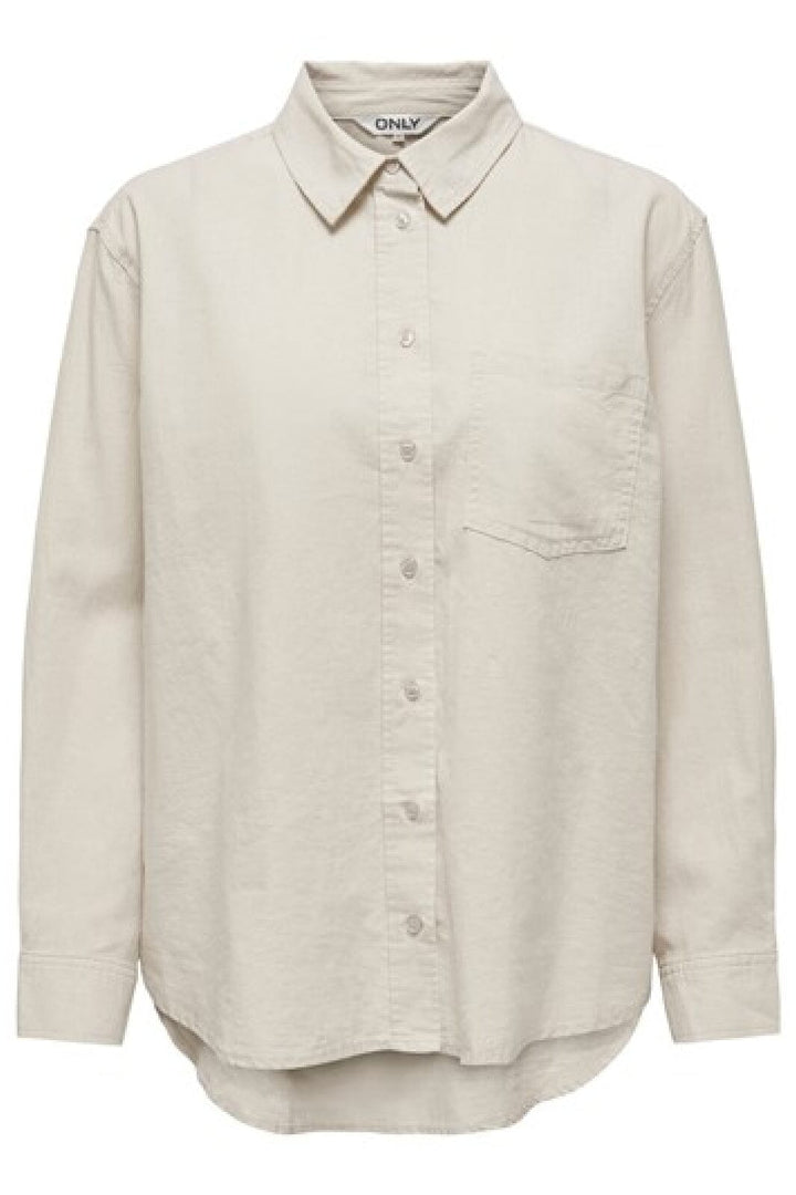 Only - Onltokyo L/S Linen Blend Shirt - 3996894 Moonbeam