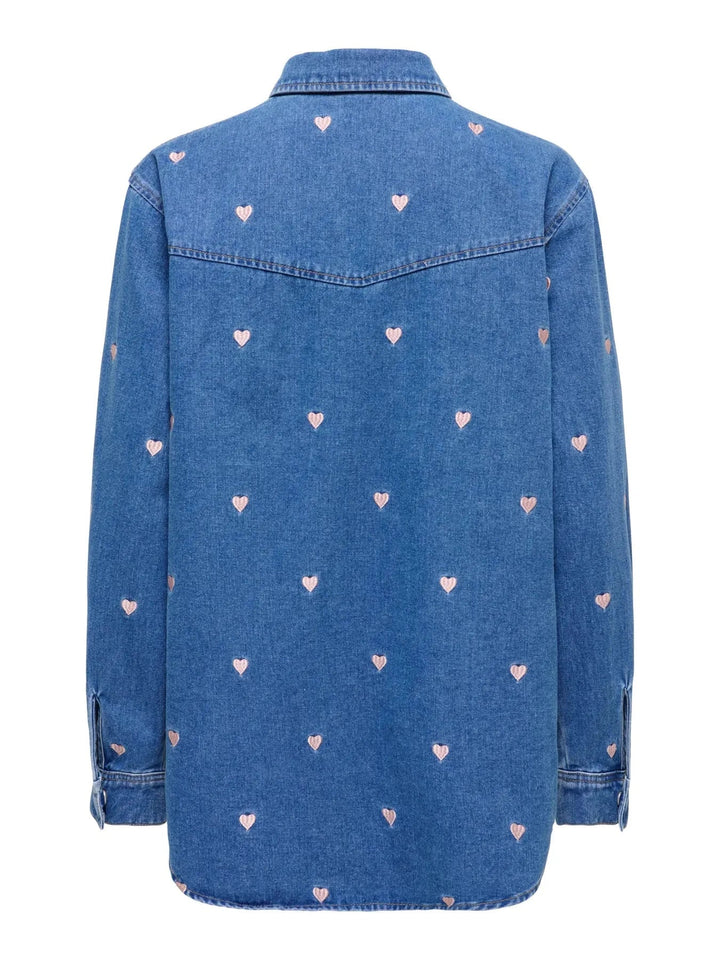 Only - Onlvera Ls Heart Shirt Gua - 5049510 Medium Blue Denim Skjorter 
