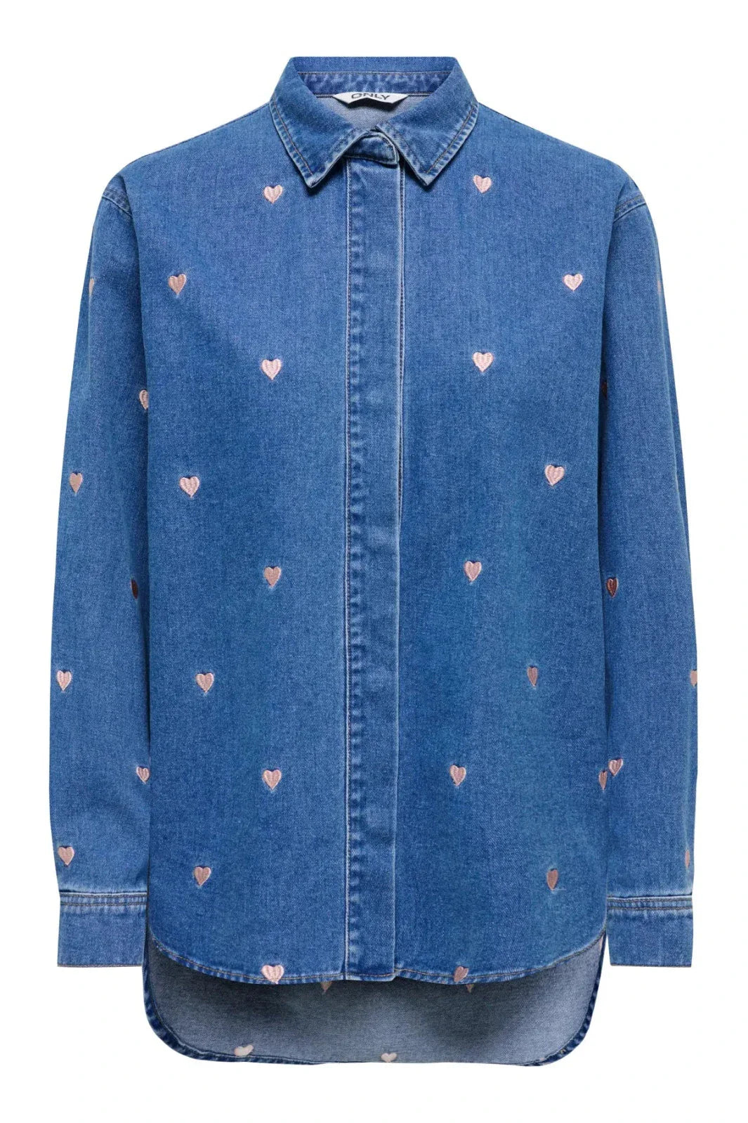 Only - Onlvera Ls Heart Shirt Gua - 5049510 Medium Blue Denim Skjorter 