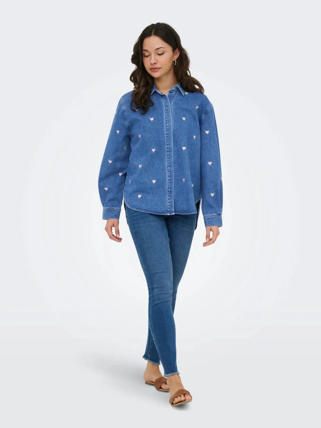 Only - Onlvera Ls Heart Shirt Gua - 5049510 Medium Blue Denim Skjorter 