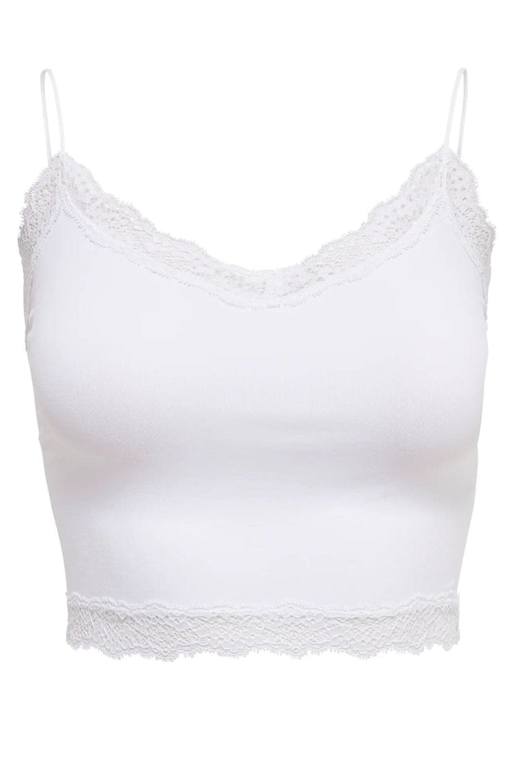 Only - Onlvicky Lace Seamless Cropped Top - 3262808 Bright White Undertøj 